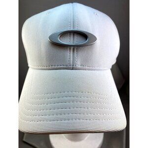 Oakley White Stretch Fit Cap Ellipse Logo Golf Hat Mens